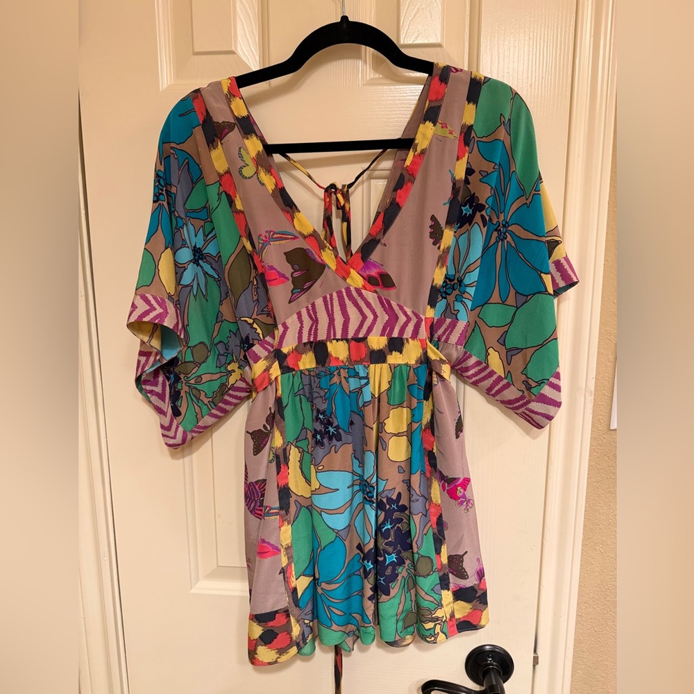Rebecca Taylor Multicolored Tropical Silk Top